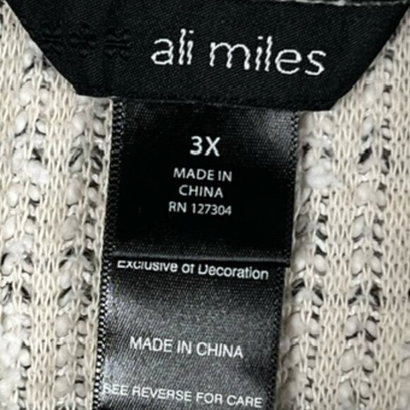 Ali Miles Womens Fringed Textured Sweater Cowl Neck 3/4 Sleeve Plus Size 3X - Picture 2 of 7